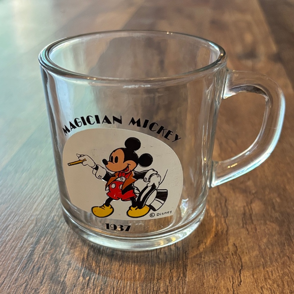 Anchor Hocking Disney Magician Mickey Mouse Clear Collectors Mug